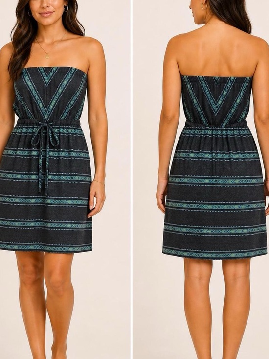 Mossimo Supply Co. Dresses & Skirts - Mossimo Supply Co. Strapless Black Dress with Teal Stripe Pattern